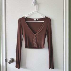 Aritzia Sunday Best Cropped Cardigan in Brown